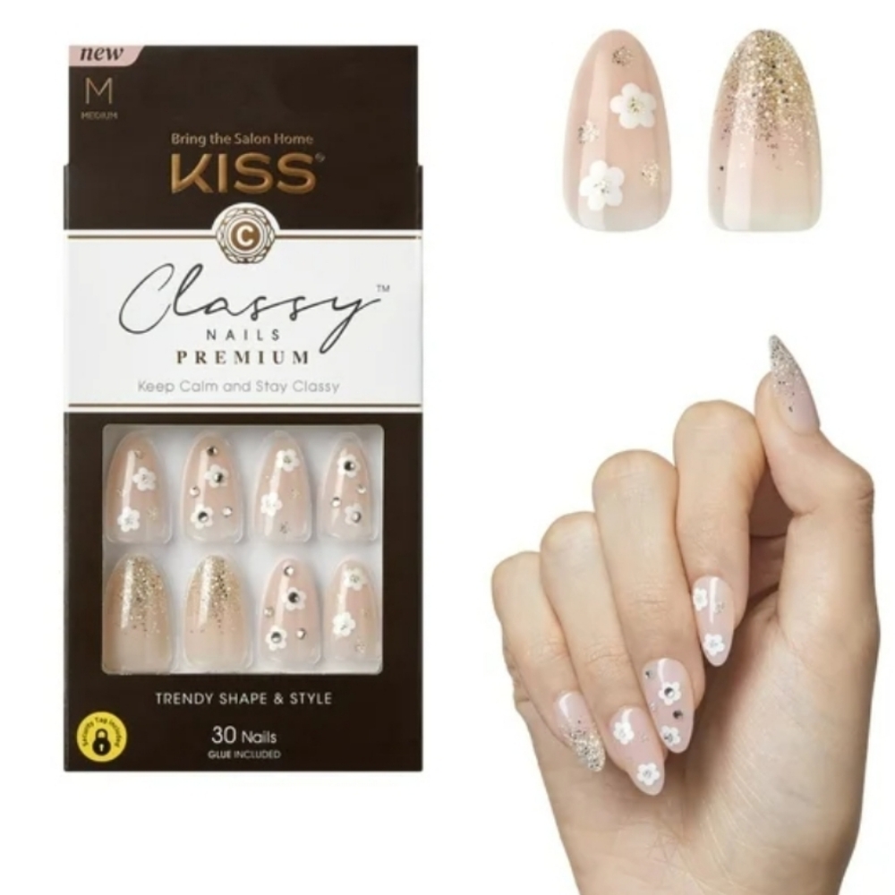 💥2 For $8 NIB Kiss Classy Nails Medium Almond Shape